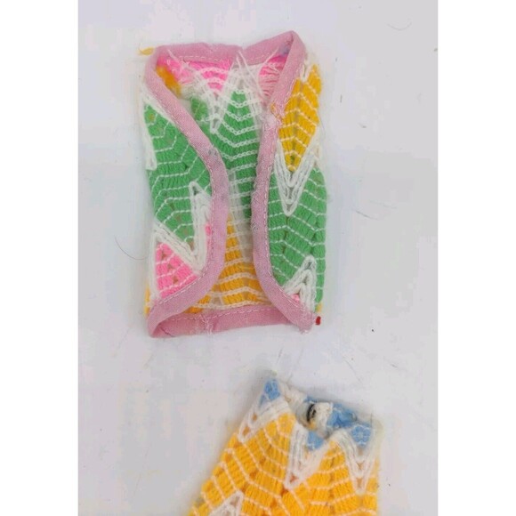 Vintage 1970s? Barbie Clone Crochet Knitted? Vest Bellbottom Pants Doll Fashion - Picture 4 of 6